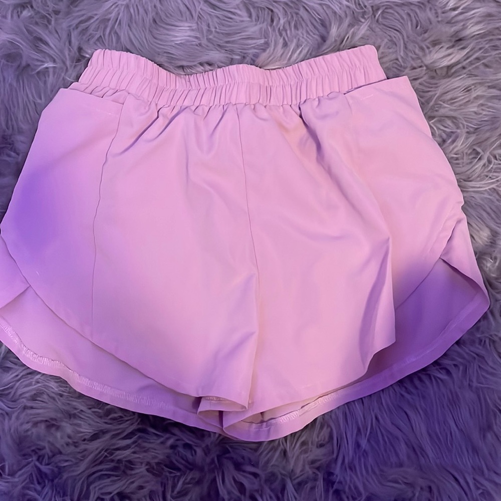 Light purple exercise shorts